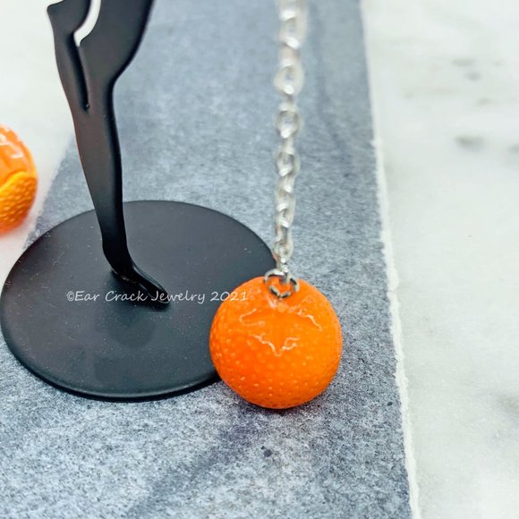 Orange Fruit Dangle Earrings - Picture 3 of 8
